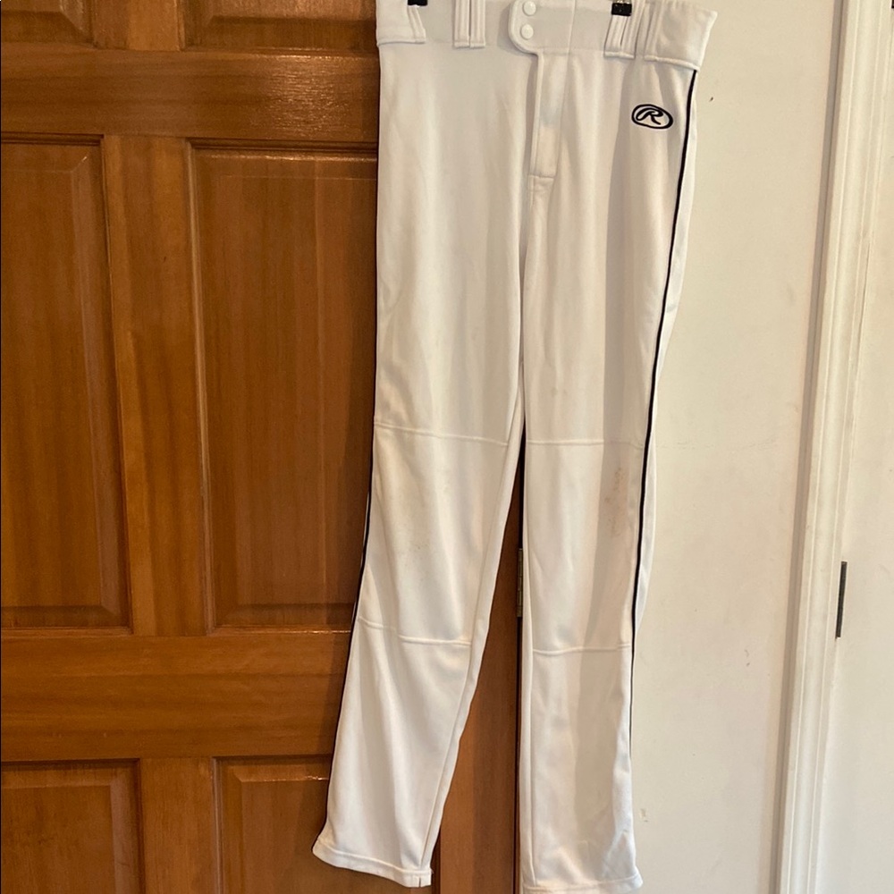 Men’s size M, Rawlings White and Black Relaxed Fit Baseball Pants Athletic Cut!